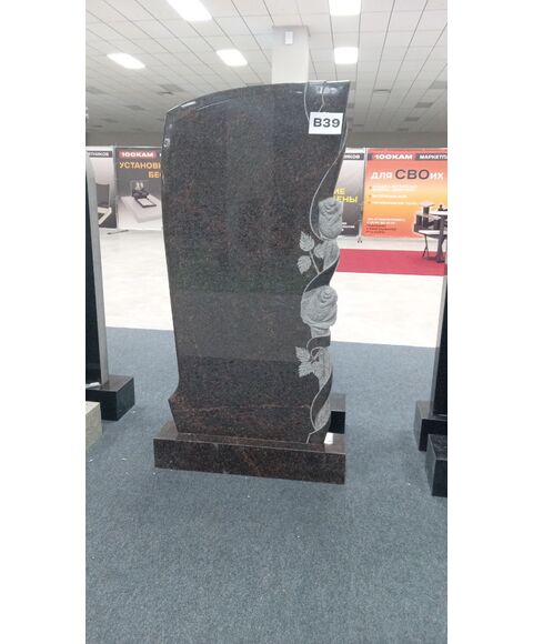 Комплект памятника В39 с розами 120 × 60 × 7 см, Дымовский гранит